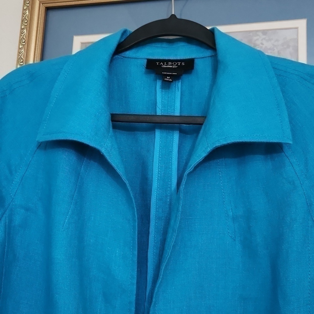 100% Irish Linen Talbots Blazer Jacket Contemporary Career Office Formal Dressy - Picture 13 of 16